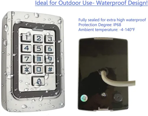 Vista 5 de IP68 impermeable universal 12 V 24 V DC funda de metal digital con cable para puerta de garaje, abridor de puertas y sistemas de control de acceso