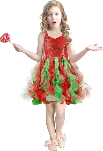 Vista 4 de Suppromo Vestido tutú para niñas pequeñas, fiesta de cumpleaños, vestido de tul con lentejuelas brillantes para niñas pequeñas, concurso