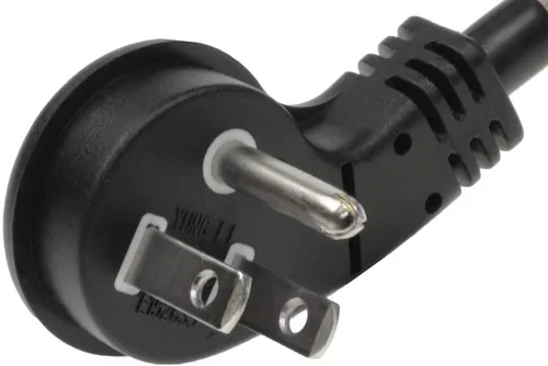 Vista 2 de SF Cable Cable de alimentación NEMA 5-15P de perfil ultra bajo de 1 pie 14/3 AWG en ángulo recto a NEMA 5-15R, negro