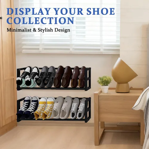 Vista 6 de Paquete de 2 zapateros estrechos de pared para espacios pequeños, zapatero colgante con capacidad para 8 pares, almacenamiento de zapatos de pared