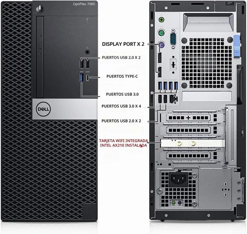 Vista 2 de Dell OptiPlex 7060 Tower Computers Computadoras de escritorio Windows 11, i7-8700 3.2GHz, 32GB DDR4 Ram 512GB SSD M.2 NVMe SSD, Intel AX210 WiFi 6e