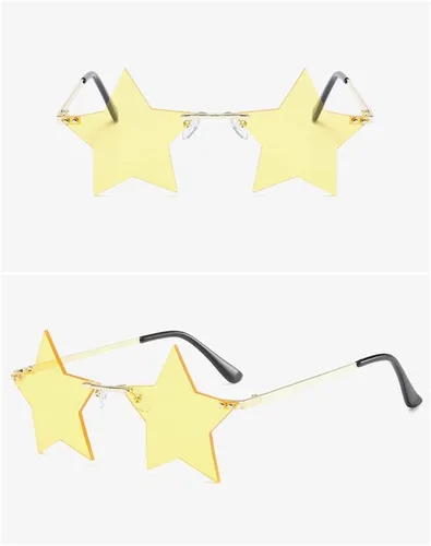 Vista 3 de ENTHYI Gafas de sol con forma de estrella sin montura para mujereshombres, para fiestas, personalidad, pentagrama