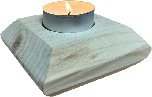 Vista 14 de Portavelas de madera para velas de té, 3.5 pulgadas, decoración del hogar de mesa (vela no incluida) (1, azul, barco)