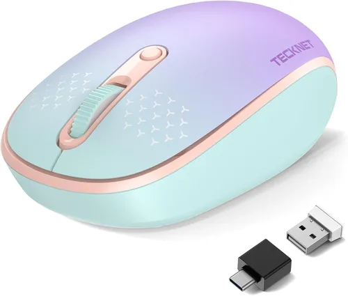Vista 11 de TECKNET Ratón Inalámbrico Bluetooth (BT5.0/3.0 & 2.4G) Clic Silencioso Compacto y Portátil USB Óptico para Computadora, Ratón Bluetooth para Laptop