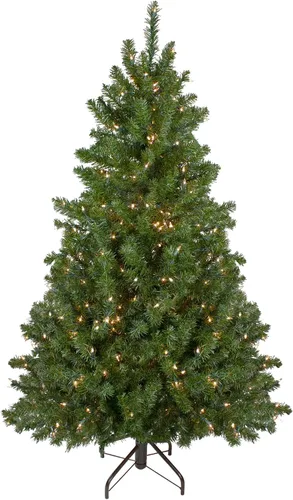 Vista 12 de Árbol de Navidad artificial de pino canadiense mediano preiluminado, 18 pulgadas, luces transparentes