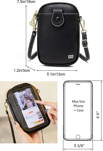 Vista 3 de Aslana - Bolsa vertical pequeña para teléfono con pantalla táctil, para mujer