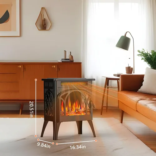 Vista 6 de Estufa de Chimenea Eléctrica, Calentamiento Rápido, Calentador de Chimenea Infrarrojo de 1500W con Temporizador de 8H, Control Remoto, Estufa