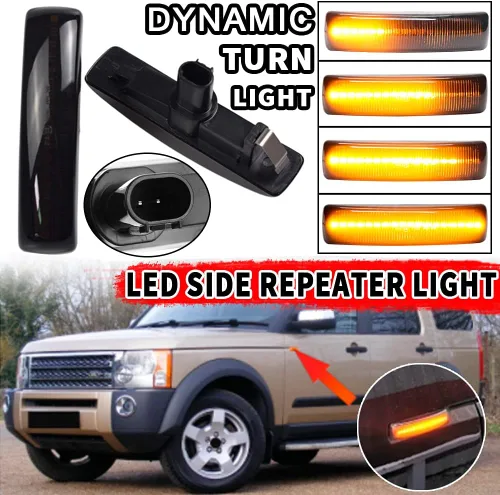 Vista 3 de Lámpara de señal de giro LED delantera Fender Side Marker Light para Land Rover Range Rover Sport Discovery 3 4 Freeland 2 (negro)