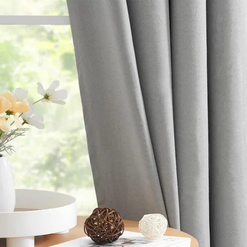 Vista 2 de Jubilantex Cortinas opacas 100% con revestimiento de lino, paneles de cortina texturizados de lino gris, 84 pulgadas de largo para dormitorio, sala