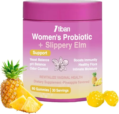 Vista 10 de Gomitas de probióticos vaginales femeninos, apoyan el equilibrio del pH y la salud digestiva, olmo resbaladizo para mujeres, sin suagr, veagn, sabor