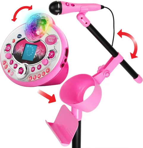 Vista 2 de VTech Kidi Star - Máquina de karaoke de lujo, 2 micrófonos con adaptador de CA, color rosa