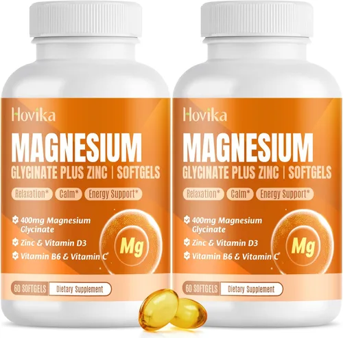 Vista 8 de Suplemento de glicinato de magnesio, glicinato de magnesio de 400 mg con zinc, vitamina B6, C, D3, magnesio puro para dormir, calma, músculo