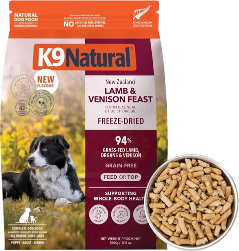 Vista 11 de K9 Natural Carne Liofilizada para Perros, Comida Completa Natural de Alta Carne o Aditivo para Comida para Perros, Carne Alimentada con Pasto