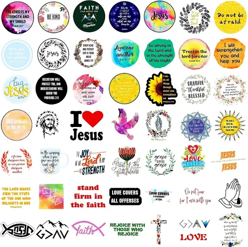 Vista 3 de 220 calcomanías inspiradoras con versículo bíblico cristiano de Jesús Vinly - Calcomanías impermeables de fe religiosa para botella de agua