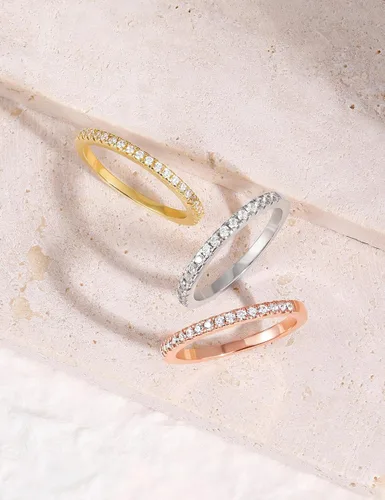 Vista 2 de EAMTI - Anillo de matrimonio de plata de ley 925 de 564 pulgadas, con circonias cúbicas, apilable, anillo de compromiso, tallas de la 3 a la 13
