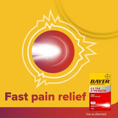 Vista 3 de Bayer Aspirina extra fuerte, aspirina 500 mg, pastillas para aliviar el dolor, reductor de fiebre y alivio del dolor de cabeza para adultos, 100