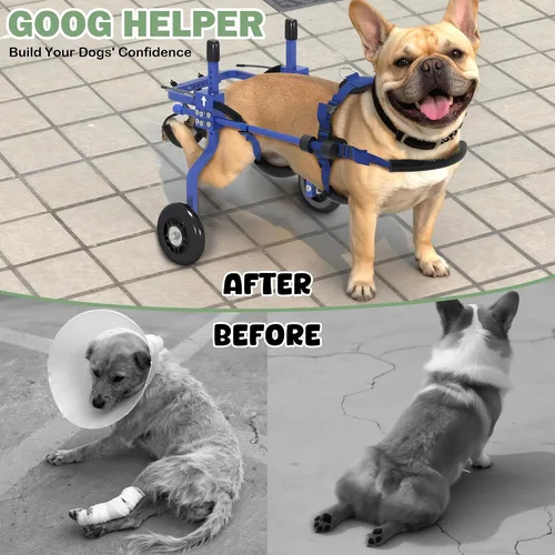 Vista 2 de Silla de ruedas para perros para patas traseras, carritos ajustables para perros con ruedas para patas traseras discapacitadas, tipo remolque