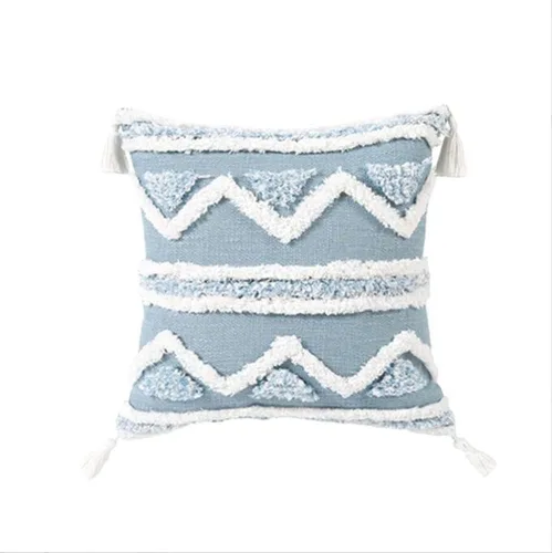 Vista 10 de Funda de almohada geométrica con borlas, funda de almohada copetuda, funda de cojín lumbar bohemia para sofá, sala de estar y cama, color blanco, 12