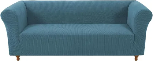 Vista 23 de Funda elástica Chesterfield para sofá, funda de tela jacquard para sofá biplaza de 2 cojines, protector de muebles antideslizante resistente a