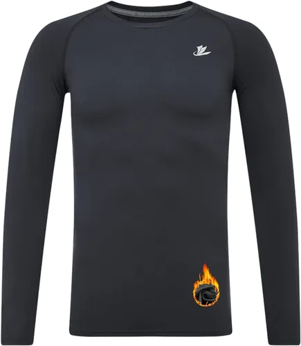 Vista 18 de DEVOROPA Youth Boys Compression Thermal Shirt Long Sleeve Kids Fleece Baselayer Soccer Baseball Undershirt Slim/Regular/Husky Cuello redondo-negro
