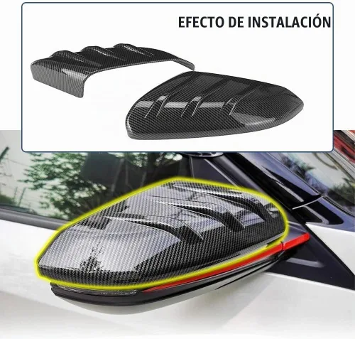 Vista 2 de 2 fundas para espejo lateral de puerta compatibles con Honda Civic 2016-2021 10ª generación Sedan Coupé Hatchback estilo extendido carcasa de espejo