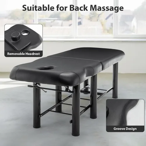 Vista 4 de Basic Portable Folding Massage Table,Aluminium Height Adjustable Facial Salon Tattoo Bed - Black