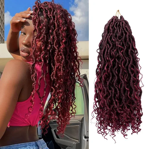 Vista 34 de 8 pulgadas Goddess Faux Locs pelo de ganchillo para mujer negro 7 paquetes de rastas estilo bohemio río para mujeres niños cabello pre rizado