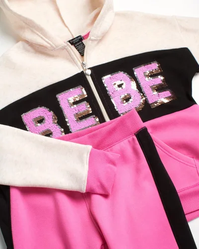 Vista 2 de bebe Conjunto de sudadera para niña 2 piezas de forro polar con capucha y pantalones deportivos 7-16