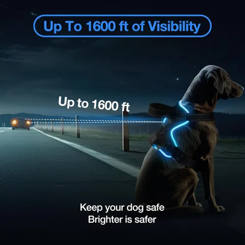 Vista 7 de MASBRILL Arnés para perro con luz LED, sin tirones, recargable y ajustable, para perros pequeños, medianos y grandes