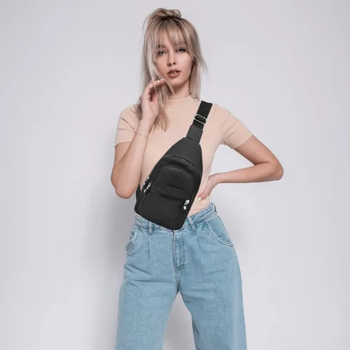 Vista 7 de Banelu Pequeña mochila bandolera bandolera para mujeres y hombres, bolsa de pecho, riñonera cruzada para exteriores, senderismo, viajes, color negro