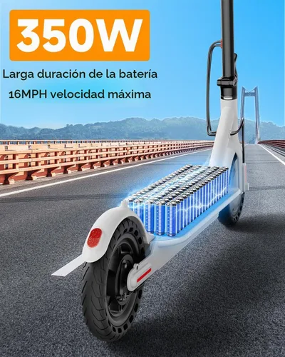Vista 3 de Scooter eléctrico de 350 W/500 W para adultos y adolescentes - 19/22 MPH y Blanco