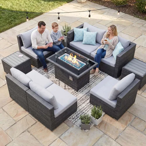 Vista 133 de NICESOUL Juego de muebles de patio de ratán extra grande con mesa para fogata de gas y propano, 29.3 pulgadas, respaldo alto, cómodos conversaciones