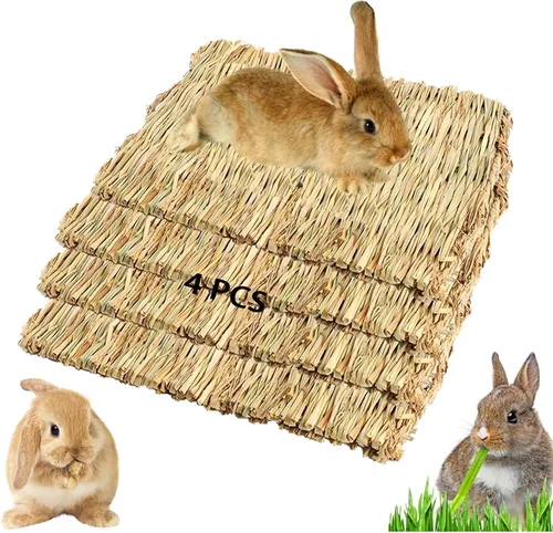 Vista 8 de 8 alfombrillas de hierba de conejo, tapete de hierba natural de conejo, tapete para cama de mascotas, conejos, juguetes masticables para hámsters