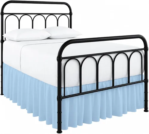 Vista 8 de Cottingon Falda de cama con volantes y esquinas divididas, volantes en polvo, caída de 12 pulgadas, 100 % microfibra, aspecto suave, brillante