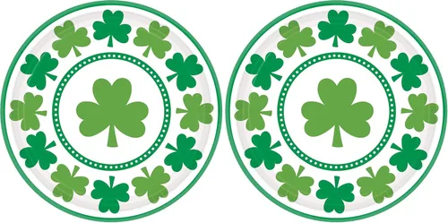 Vista 2 de Platos redondos de papel St. Patrick Lucky Shamrocks – 9 pulgadas, 8 unidades – Platos de fiesta perfectos para la celebración del día de San