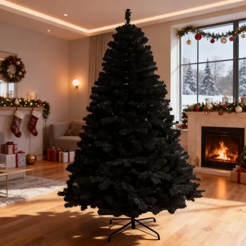 Vista 2 de SHATCHI Árbol artificial imperial negro de 4 pies, 230 puntas, árbol artificial con soporte de metal