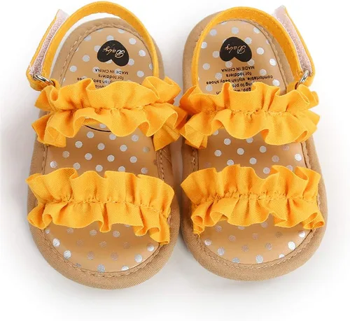 Vista 4 de Timatego Sandalias de verano para bebés y niñas con suela suave de flores, zapatos de vestir para cuna, recién nacidos, para recién nacidos