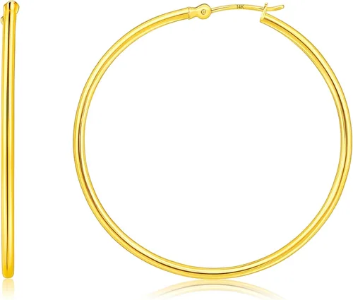 Vista 17 de Solid 10K or 14K Gold 12MM to 50MM Hoop Earrings for Women 10K oro blanco