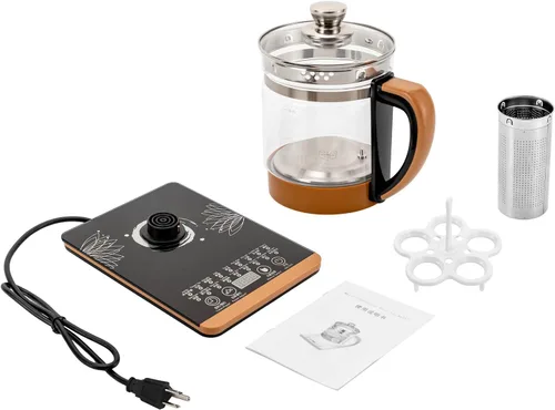 Vista 9 de Hervidor eléctrico multifuncional de vidrio de 800 W, 1,8 L, control de temperatura, con soporte para huevos al vapor, con 18 menús inteligentes