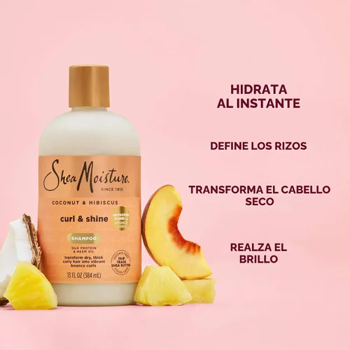 Vista 4 de Shampoo para cabello rizado de karité Humedad Hibiscus de coco, 13 onzas