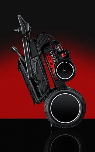 Vista 2 de Porto Mobility Ranger SpacePro XL - Silla de ruedas eléctrica de fibra de carbono ligera y plegable de próxima generación (carbono, asiento ancho XL)