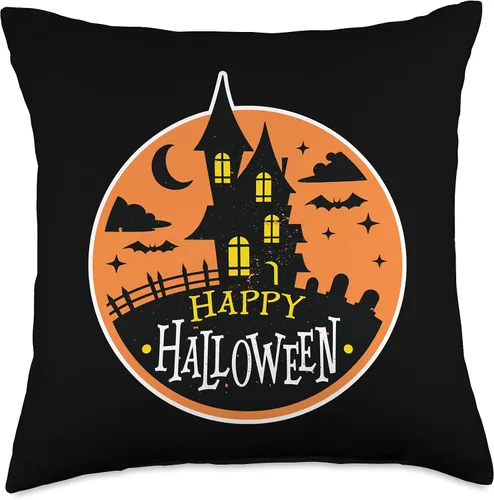 Vista 5 de Smarty Pants Designs Happy Halloween Haunted House - Almohada de 16.0 x 16.0 in, multicolor
