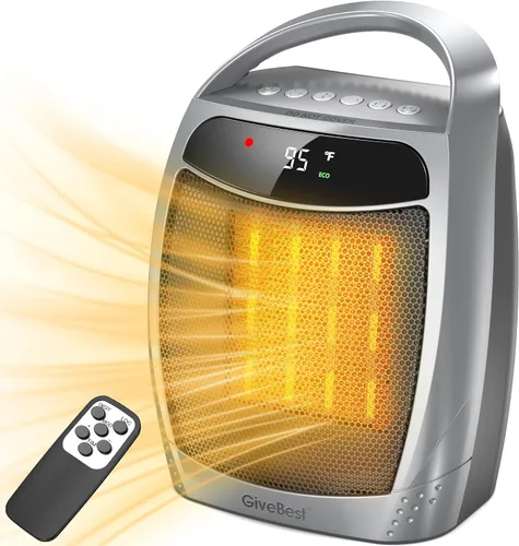 Vista 9 de Calentador ambiental portátil eléctrico, calentador de cerámica con termostato de 1500 W/750 W, calienta hasta 200 pies cuadrados en minutos, seguro