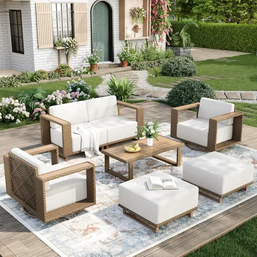 Vista 16 de MIXPATIO Juego de muebles de patio con sillas giratorias y cojín de 10