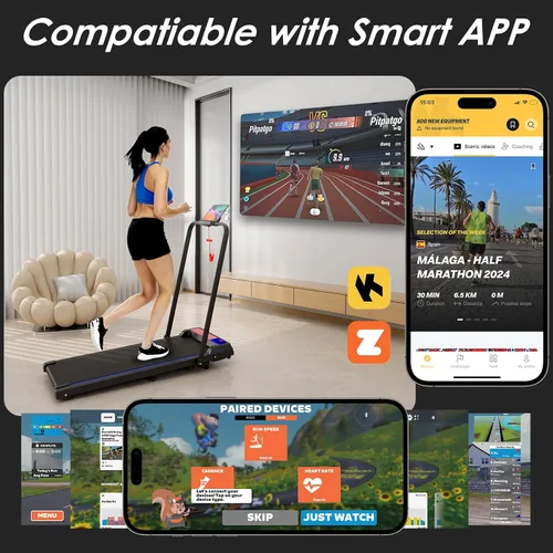 Vista 4 de Treadmill Under Desk Walking Pad,2 in 1 Folding Treadmill for Home/Office with Remote Control and APP,LED Display