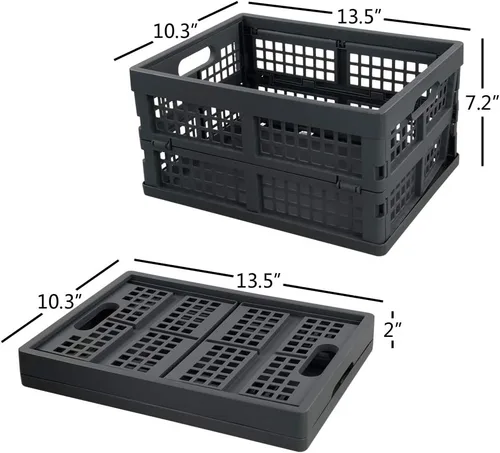 Vista 2 de Ggbin Contenedores de plástico plegables de 16 litros, caja de plástico gris, 2 paquetes