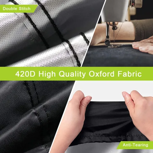 Vista 4 de Cubierta rectangular para fogata, impermeable, para mesa de fuego de gas propano al aire libre, 28 pulgadas de largo x 28 pulgadas de ancho x 24