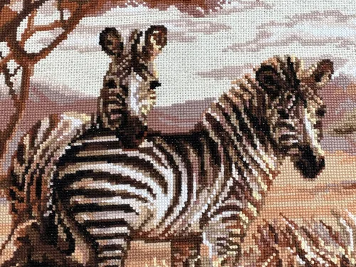 Vista 3 de RIOLIS - Zebras in the Savannah 1143, Kits de punto de cruz 15,75" x 11,81", Kits de punto de cruz para principiantes y avanzados, Kit de punto