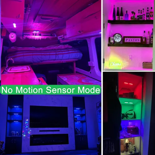 Vista 8 de Iluminación para debajo del gabinete, inalámbrica, recargable, funciona con pilas, luces LED regulables debajo de la encimera, barra de luces