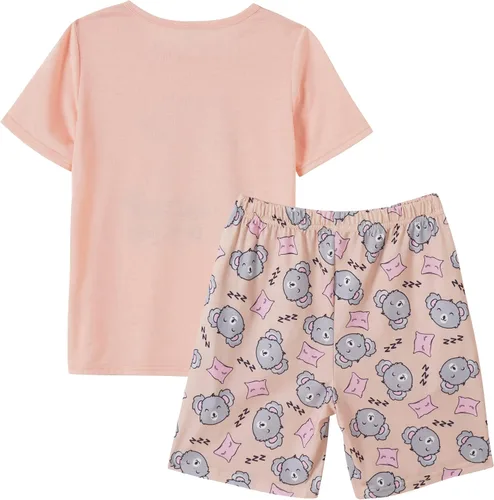 Vista 2 de Hupohoi Conjunto de pijama lindo de verano para niñas grandes, ropa de dormir estampada en forma de corazones a